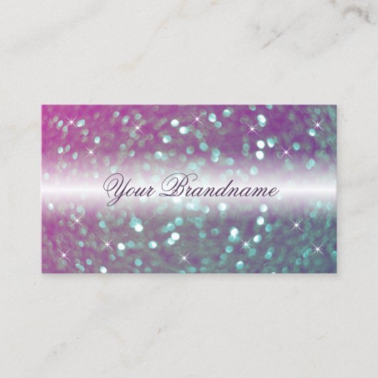 Stijlvol wit roze Blauwgroen mousserend glitter mo Visitekaartje (Voorkant)