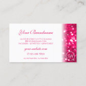 Stijlvol wit roze mousserend glitter monogram afbe visitekaartje (Achterkant)