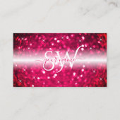 Stijlvol wit roze mousserend glitter monogram afbe visitekaartje (Voorkant)