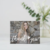 stijlvol wit script bedankt afstuderen briefkaart (Staand voorkant)