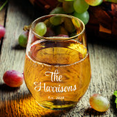 Stijlvol wit script familie monogram wijnglas zonder voet