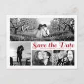 Stijlvol Wit sparen de Datum Briefkaart Rood van h (Voorkant)