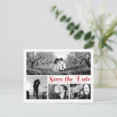 Stijlvol Wit sparen de Datum Briefkaart Rood van h (Staand voorkant)