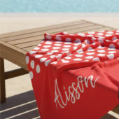 Stijlvol wit stippenpatroon op maat gemaakte rode strandlaken