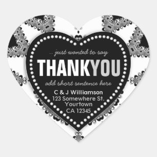 Stijlvol wit & zwart kant dank u hart Sticker
