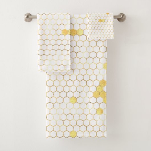 Stijlvol witgoud honingraat bad handdoek (Insitu)