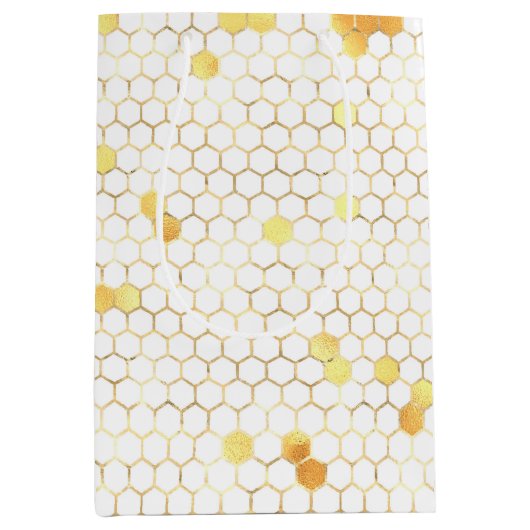 Stijlvol witgoud honingraat medium cadeauzakje (Voorkant)