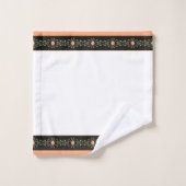 Stijlvol witpeach met groen en zwart bad handdoek (Wasdoekje)