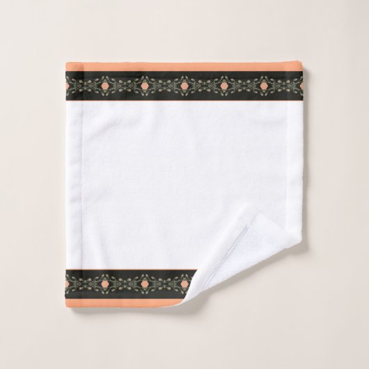 Stijlvol witpeach met groen en zwart bad handdoek (Wasdoekje)