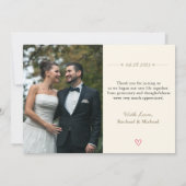 Stijlvol witscript bruiloft Foto bedankt (Achterkant)