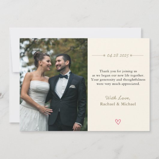 Stijlvol witscript bruiloft Foto bedankt (Achterkant)