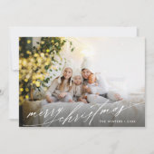 Stijlvol witscript Merry-kerstfoto Feestdagenkaart (Voorkant)