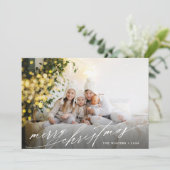 Stijlvol witscript Merry-kerstfoto Feestdagenkaart (Staand voorkant)