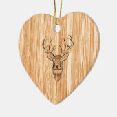 Stijlvol witstaarthertenkop licht houtnerf decor keramisch ornament (Links)