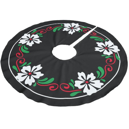 Stijlvol Witte Hibiscus Flower Kerstmis Wreater Kerstboom Rok (Gekanteld)