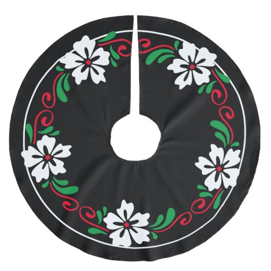 Stijlvol Witte Hibiscus Flower Kerstmis Wreater Kerstboom Rok (Voorkant)