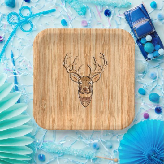 Stijlvol Witte staart Der Licht Hout Graan Deco Papieren Bordje (Feest)