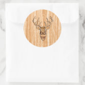 Stijlvol Witte staart Der Licht Hout Graan Deco Ronde Sticker (Tas)