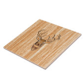 Stijlvol Witte staart Der Licht Hout Graan Deco Tegeltje (Zijkant)