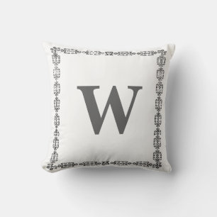 Stijlvol witte zwarte monogram letter frame kussen