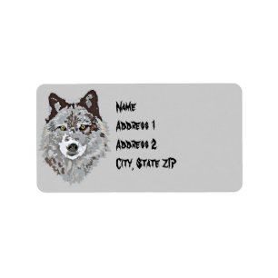 Stijlvol Wolf Head Adress Label