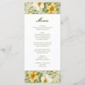 Stijlvol zacht groen en beige bloemen bruiloft men menu (Voorkant)