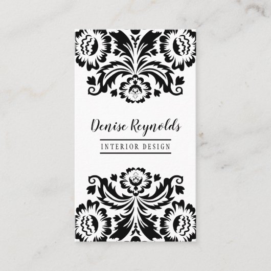 STIJLVOL ZAKELIJK elegant  damast zwart wit Visitekaartje (Voorkant)