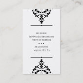 STIJLVOL ZAKELIJK elegant  damast zwart wit Visitekaartje (Achterkant)