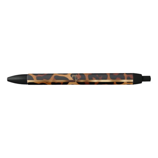 Stijlvol Zakelijk Monogram Luipaardprint Zwarte Inkt Pen (Voorkant)