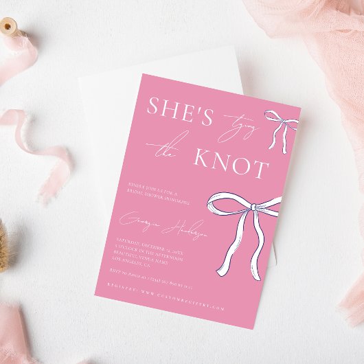 Stijlvol Ze is Tying the Knot Pink Vrijgezellenfee Kaart
