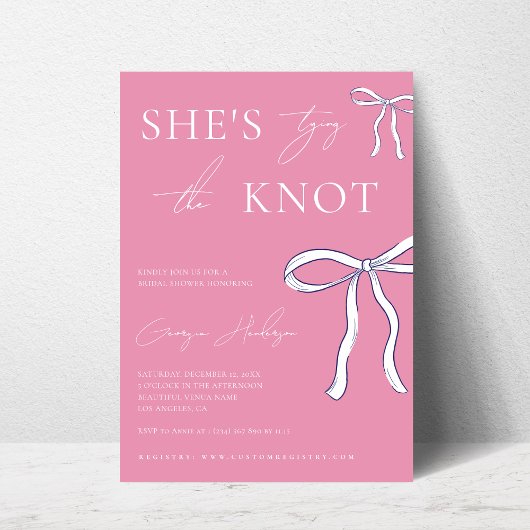 Stijlvol Ze is Tying the Knot Pink Vrijgezellenfee Kaart