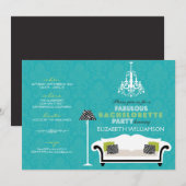 Stijlvol Zebra Decor Bachelorette Invite (aqua) Kaart (Voorkant / Achterkant)