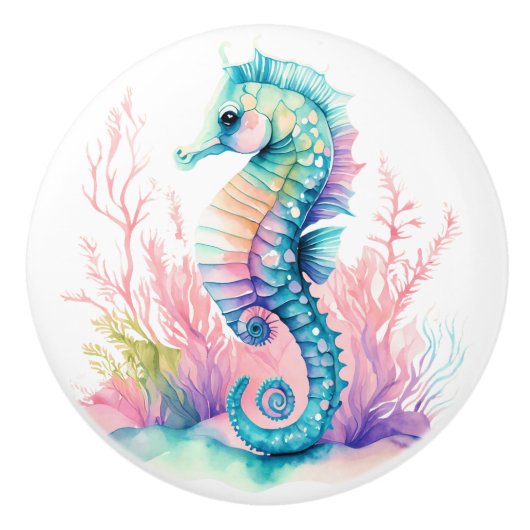 Stijlvol zeepaardje. Strandhuis, vakantie appartem Keramische Knop (Voorkant)