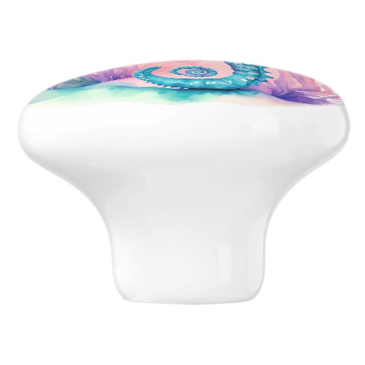 Stijlvol zeepaardje. Strandhuis, vakantie appartem Keramische Knop (Zijkant)