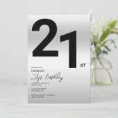 Stijlvol zilver 21ste verjaardagsfeestje kaart (Staand voorkant)