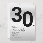 Stijlvol zilver 30ste verjaardagsfeestje kaart (Voorkant)