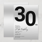 Stijlvol zilver 30ste verjaardagsfeestje kaart (Voorkant / Achterkant)