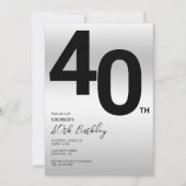 Stijlvol zilver 40ste verjaardagsfeestje kaart (Voorkant)