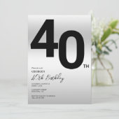 Stijlvol zilver 40ste verjaardagsfeestje kaart (Staand voorkant)