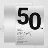 Stijlvol zilver 50ste verjaardagsfeestje kaart (Voorkant / Achterkant)