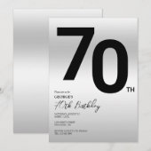 Stijlvol zilver 70ste verjaardagsfeestje kaart (Voorkant / Achterkant)