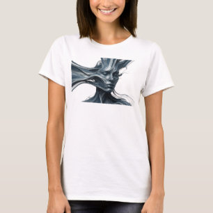 Stijlvol Zilver Abstract Gezicht Grafisch Ontwerp T-shirt