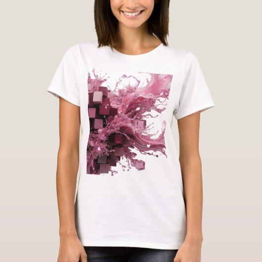 Stijlvol Zilver ABSTRACTE KUNST Kunstprint v2 T-shirt (Voorkant)
