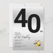 Stijlvol zilver & ballonnen 40e verjaardagsfeestje kaart (Voorkant)