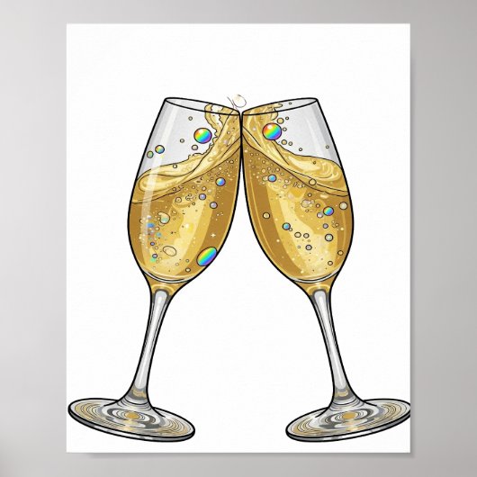 Stijlvol Zilver CHEERS Modern Design Poster (Voorkant)