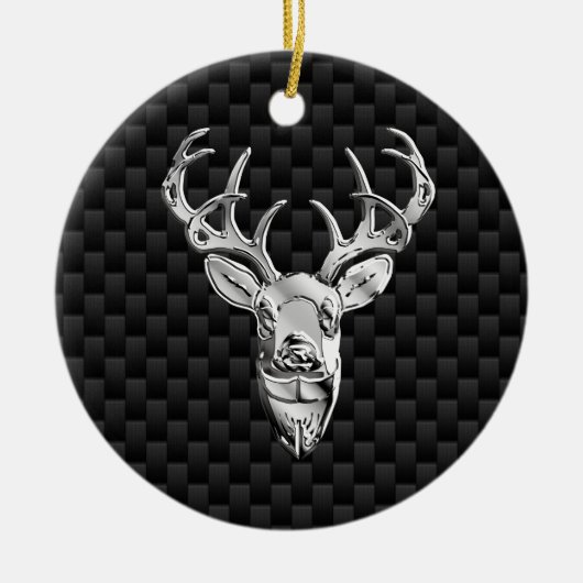 Stijlvol zilver-deer op koolstofvezel keramisch ornament (Voorkant)