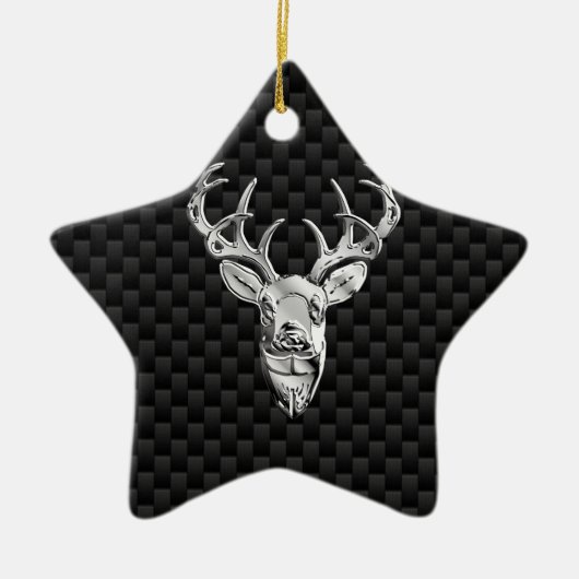 Stijlvol zilver-deer op koolstofvezel keramisch ornament (Voorkant)