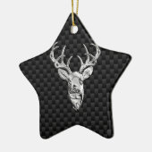 Stijlvol zilver-deer op koolstofvezel keramisch ornament (Links)