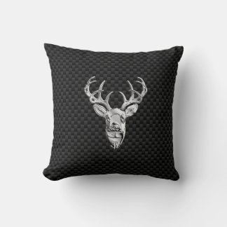 Stijlvol zilver-deer op koolstofvezel kussen