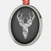 Stijlvol zilver-deer op koolstofvezel metalen ornament (Links)